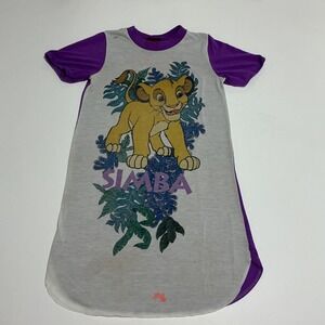Vintage Disney Lion King‎ Simba Nightgown Girls Size 14 Purple Graphic Sleepwear